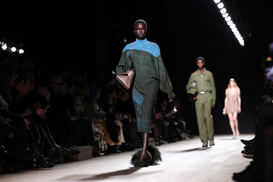 A deep mossy khaki color was prevalent on several runways including Ferragamo, above.