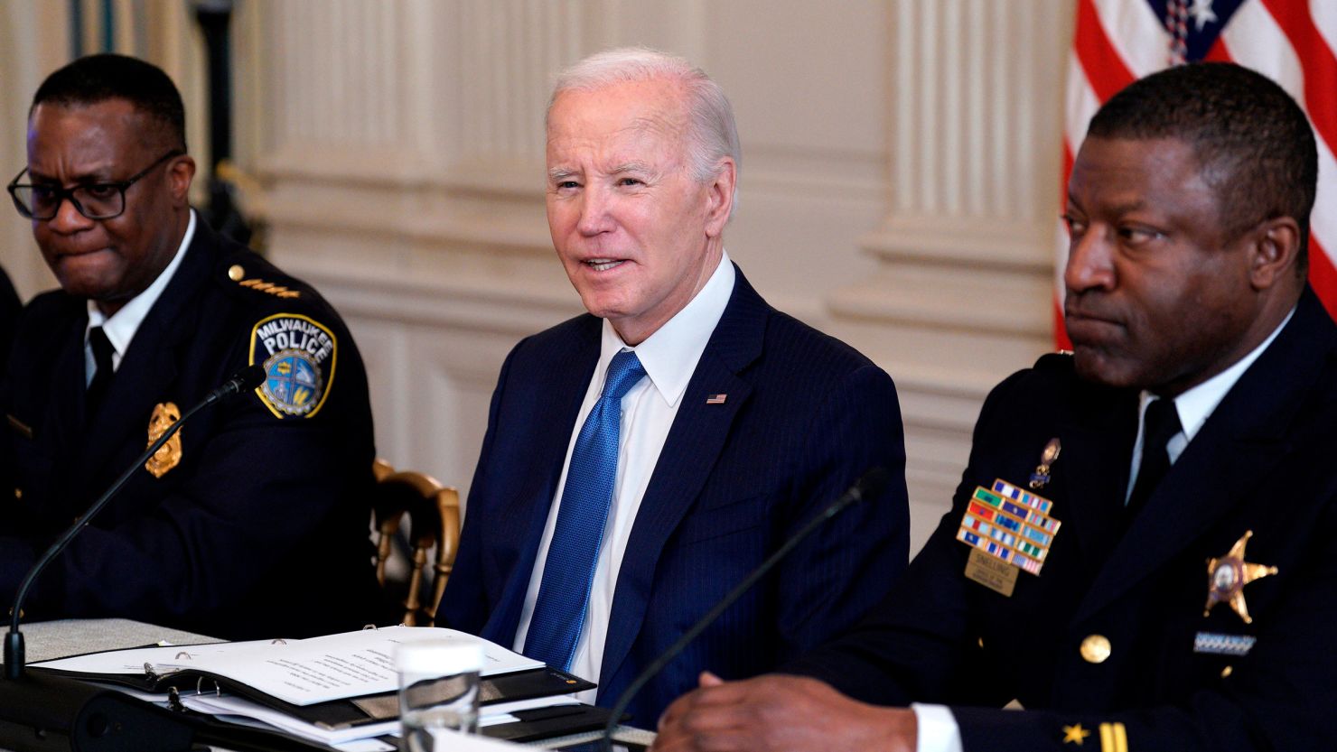 President Joe Biden speaks to the media following his annual physical during an event in the State Dining Room of the White House in Washington, DC, on Wednesday, February 28. 