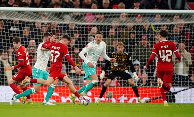 Lewis Koumas scored on his senior debut against Southampton.