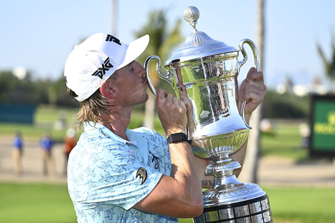 Knapp toasts his first PGA Tour title.