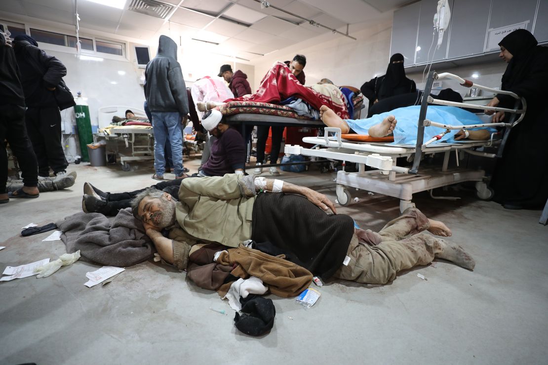 Injured Palestinians receive medical treatment in Al-Shifa Hospital on February 29, 2024.