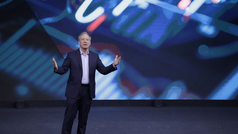 Microsoft CEO Brad Smith speaks during the MWC session 'New strategies for a new era' on the first day of the 18th edition of the Mobile World Congress (MWC) at Fira de Barcelona's Gran Via venue in L'Hospitalet de Llobregat on February 26, 2024, in Barcelona, Catalonia, Spain.