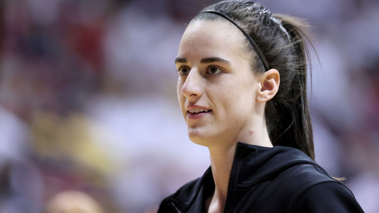 Caitlin Clark, seen here before a game against the Indiana Hoosiers on February 22, has become college basketball's all-time top scorer.