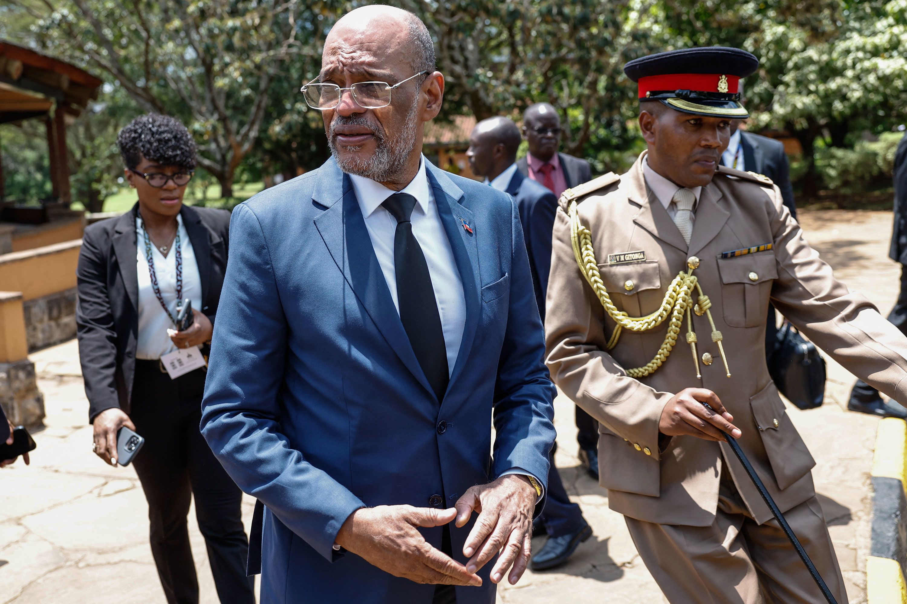 Haitian Prime Minister Ariel Henry at the United States International University Africa, in Nairobi on March 1, 2024.