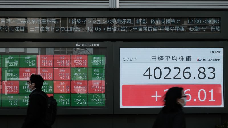 Read more about the article Japan’s Nikkei 225 surpasses 40000 for the first time while China gets ready to unveil GDP target – CNN