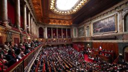 Lawmakers sit on Monday prior to a vote on whether to add the freedom to have an abortion to the French constitution.