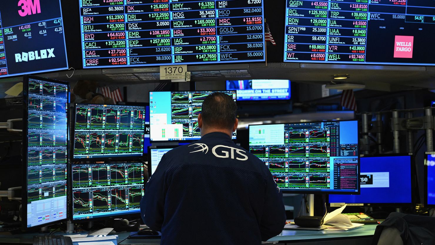 A trader works on the floor of the New York Stock Exchange on March 4, 2024 in New York City.