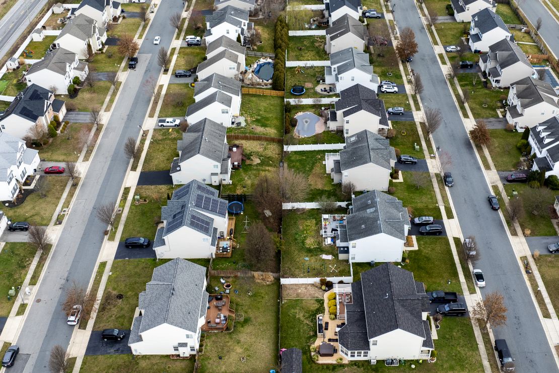 Houses near the Chesapeake Bay in Centreville, Maryland, pictured in March 2024.