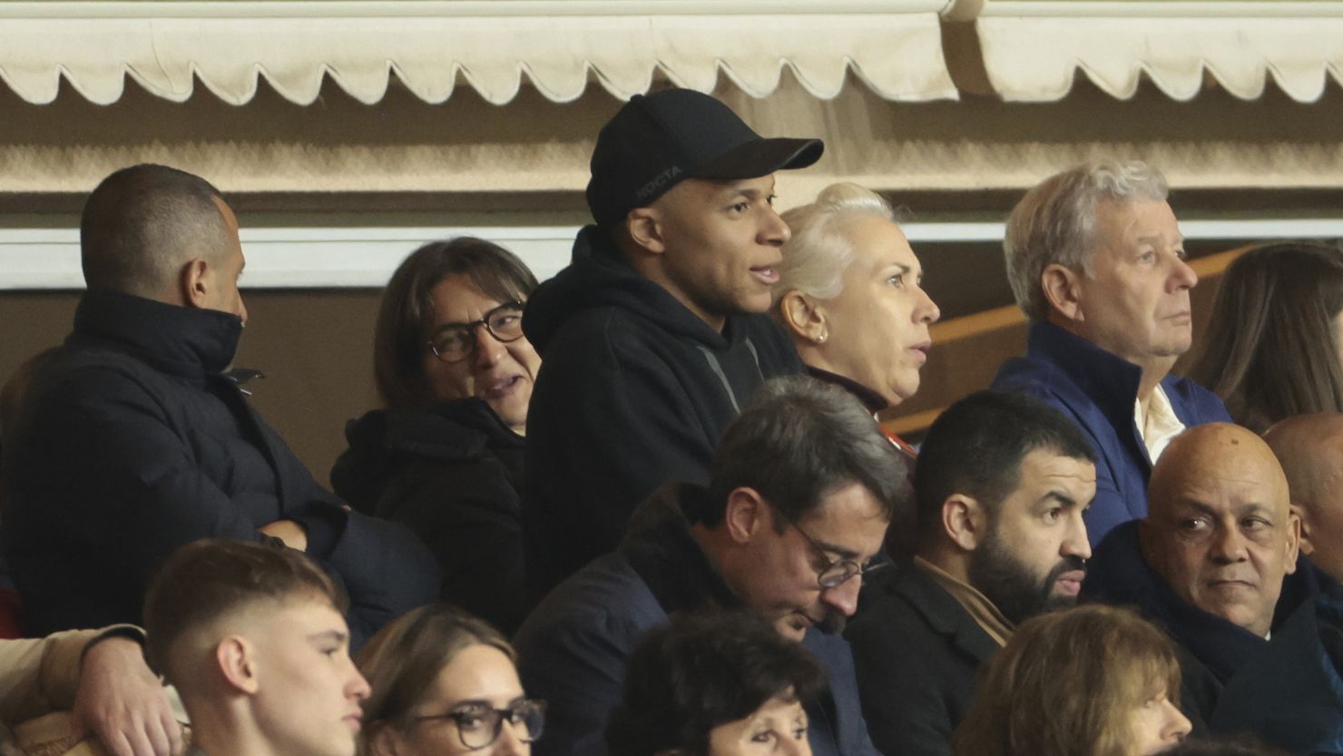 Kylian Mbappé watched much of PSG's game against Monaco from the stands with his mother Fayza Lamari.