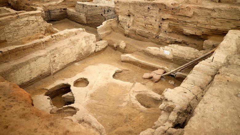 KONYA, TURKIYE - MARCH 1: A excavation site is seen as a 8600-year-old bread is found at Catalhoyuk, one of the first urbanization models in the world, which included in the UNESCO World Heritage List, during an excavation at Cumra district in Konya, Turkiye on March 1, 2024. New finds are being encountered at Catalhoyuk, where about 8 thousand people lived together during the Neolithic period. (Photo by Serhat Cetinkaya/Anadolu via Getty Images)