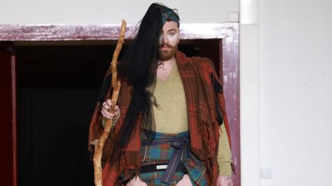 PARIS, FRANCE - MARCH 02: (EDITORIAL USE ONLY - For Non-Editorial use please seek approval from Fashion House) Sam Smith walks the runway during the Vivienne Westwood Womenswear Fall/Winter 2024-2025 show as part of Paris Fashion Week on March 02, 2024 in Paris, France. (Photo by Arnold Jerocki/Getty Images)