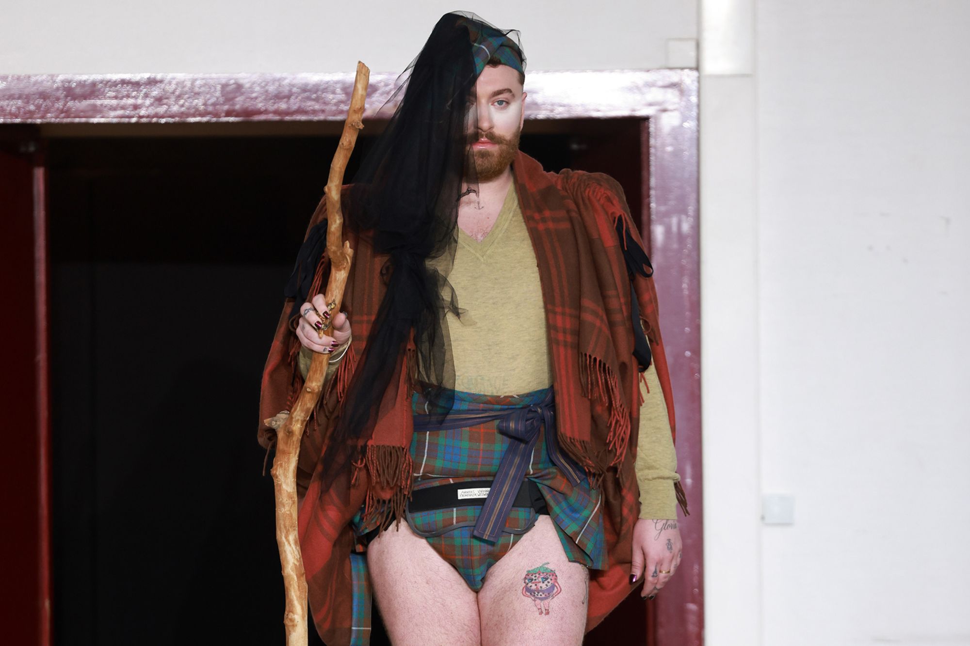 Sam Smith's opening look for the latest Vivienne Westwood show in Paris has divided opinion online.