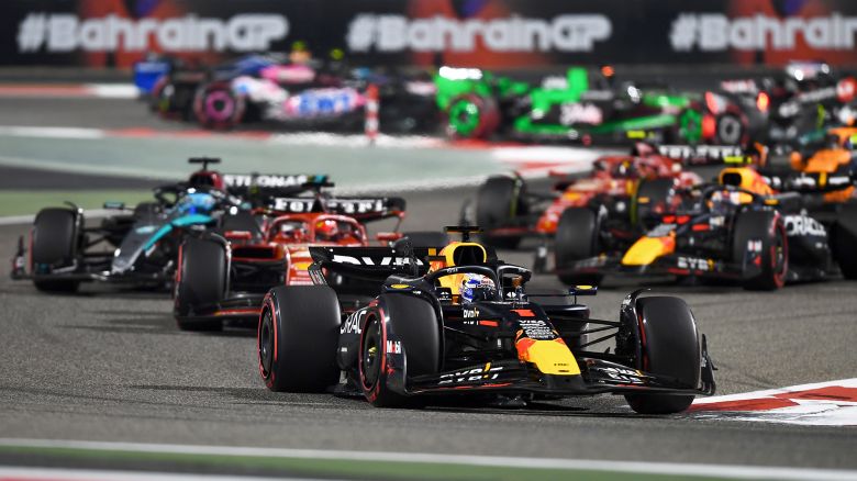 BAHRAIN, BAHRAIN - MARCH 02: Max Verstappen of the Netherlands driving the (1) Oracle Red Bull Racing RB20 leads Charles Leclerc of Monaco driving the (16) Ferrari SF-24 during the F1 Grand Prix of Bahrain at Bahrain International Circuit on March 02, 2024 in Bahrain, Bahrain. (Photo by Rudy Carezzevoli/Getty Images)
