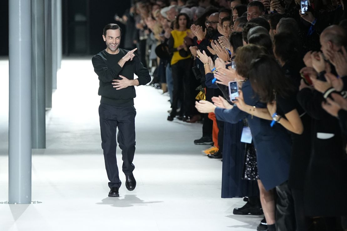 Artistic Director Nicolas Ghesquière — now in his 10th year at Louis Vuitton — appeared at the end of the house's Paris Fall-Winter 2024 presentation.