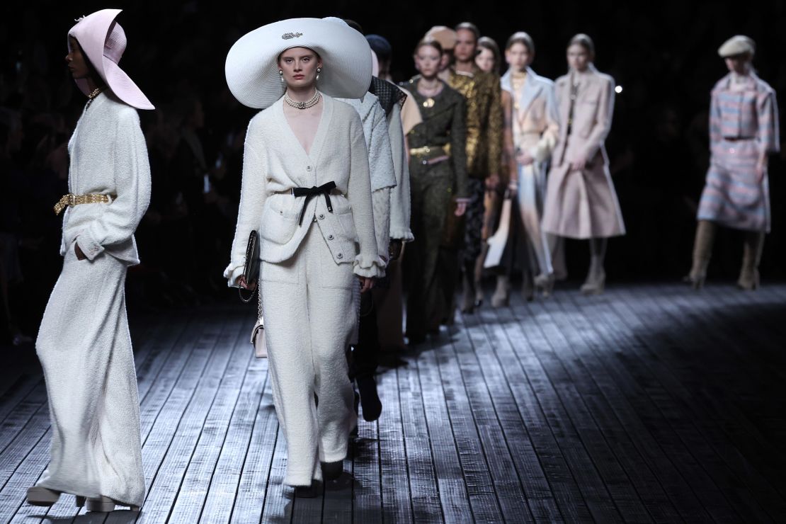 Models walk the runway during the Chanel show as part of Paris Fashion Week in Paris, France on March 5, 2024.