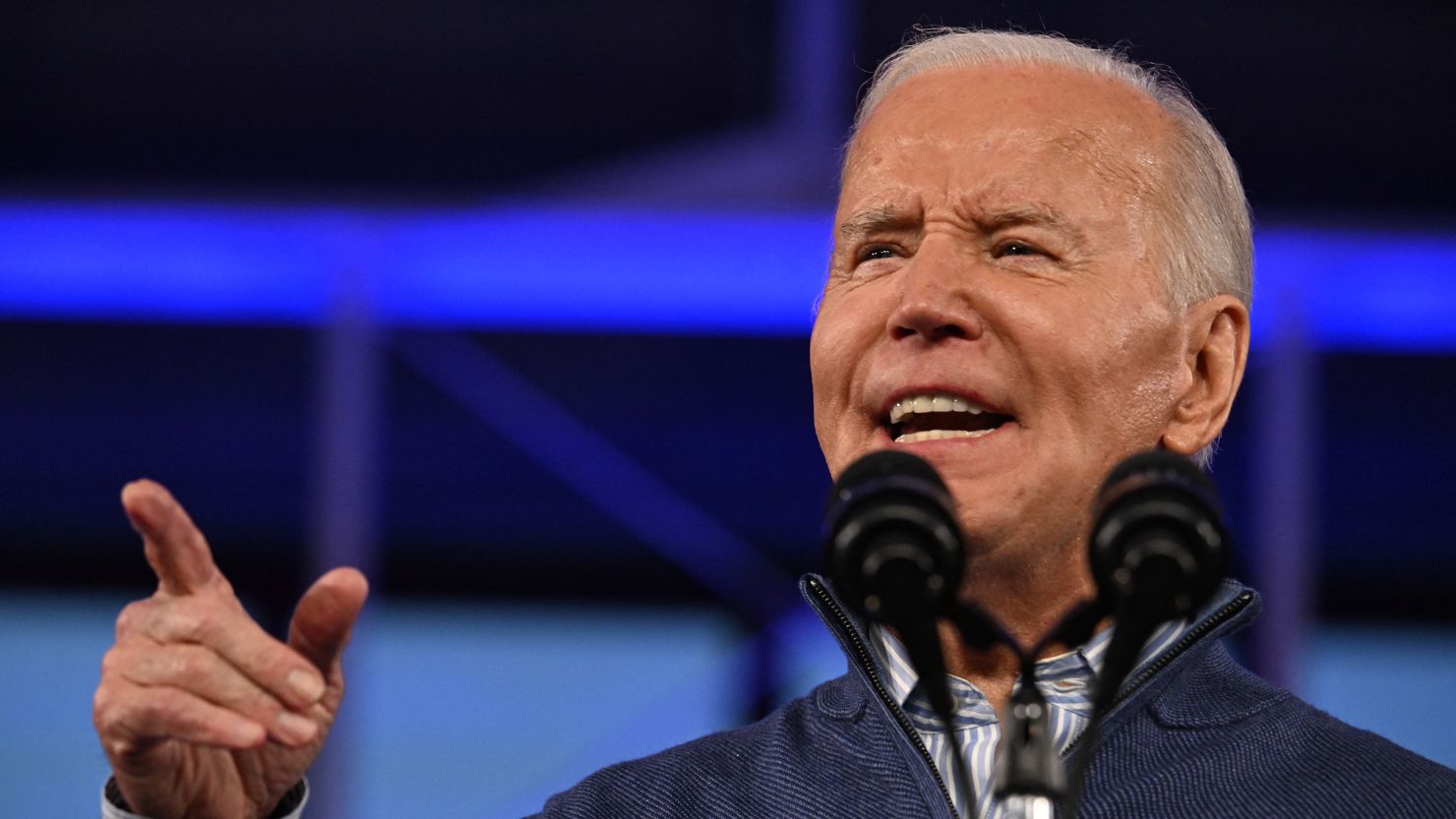 US President Joe Biden speaks at a campaign event in Wallingford, Pennsylvania, on March 8, 2024.