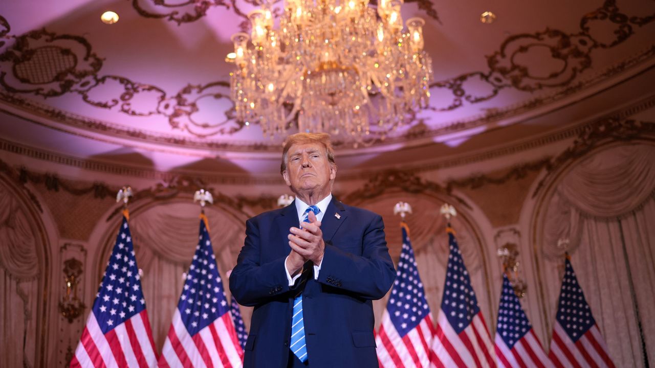 Former President Donald Trump greets supporters after speaking at an election-night watch party at Mar-a-Lago on March 5 in West Palm Beach, Florida.