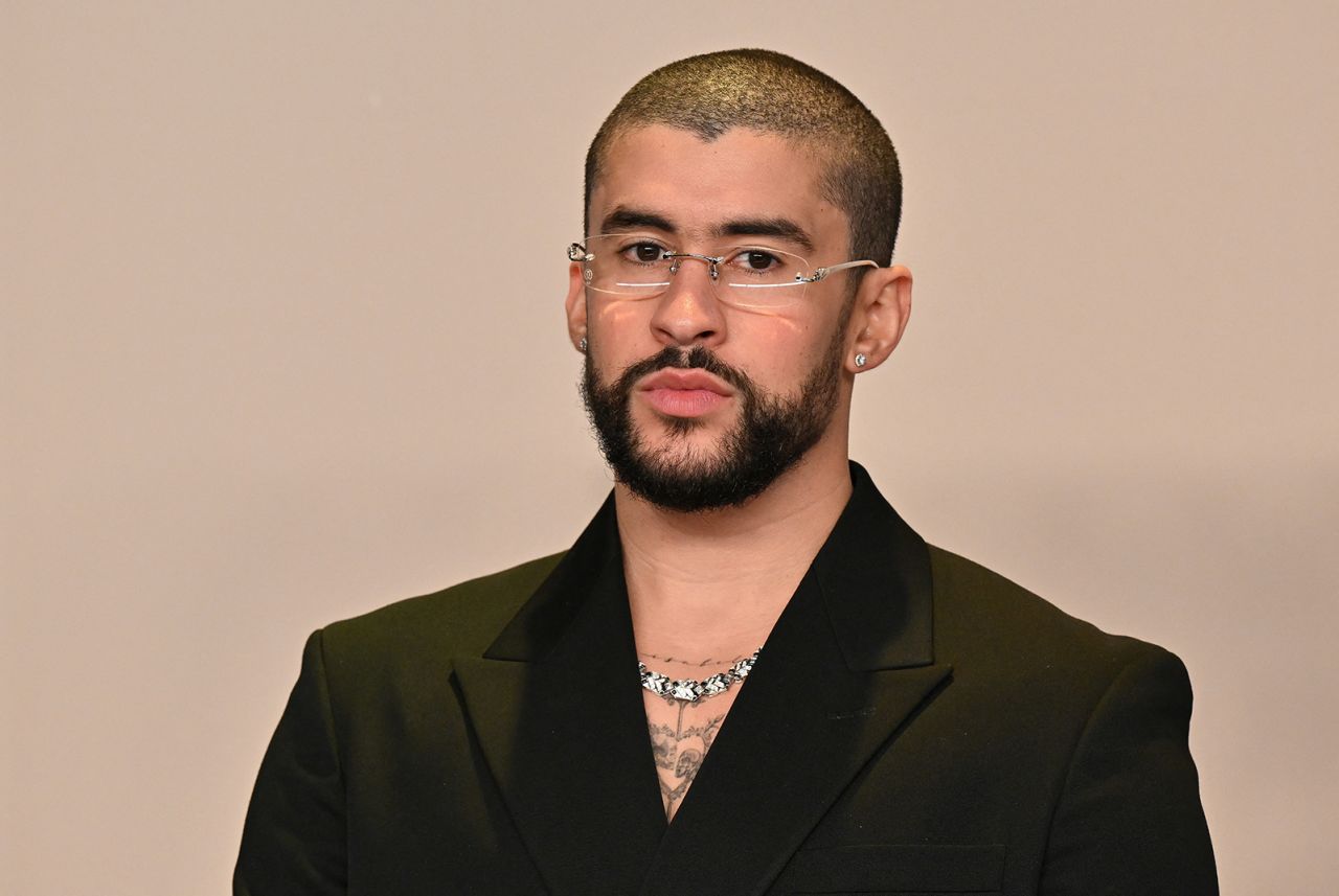 Puerto Rican singer Bad Bunny poses for a picture at the Dolby Theatre in Hollywood, California on March 10.