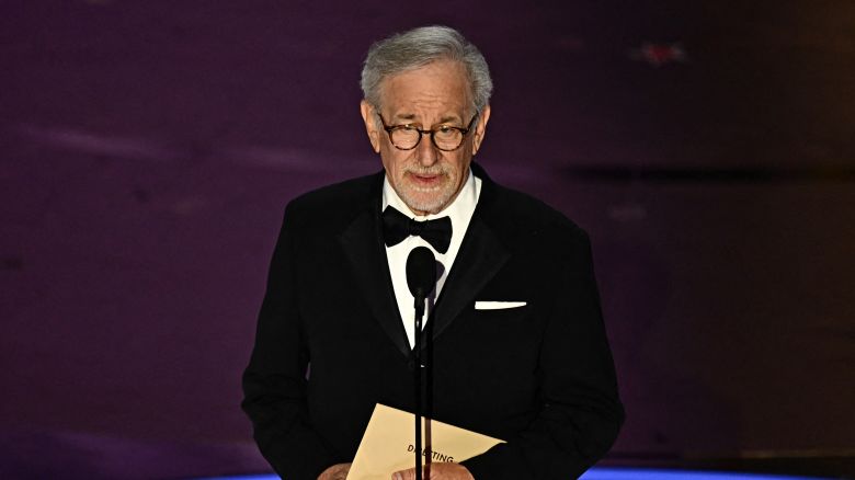 US filmmaker Steven Spielberg presents the award for Best Director onstage during the 96th Annual Academy Awards at the Dolby Theatre in Hollywood, California on March 10, 2024. (Photo by Patrick T. Fallon / AFP) (Photo by PATRICK T. FALLON/AFP via Getty Images)