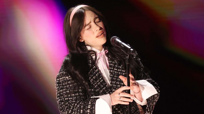 Billie Eilish performing at the 2024 Oscars in Hollywood in March.