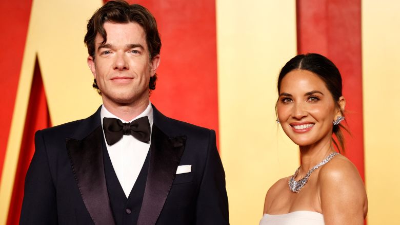 Olivia Munn and John Mulaney attend the Vanity Fair Oscars Party at the Wallis Annenberg Center for the Performing Arts in Beverly Hills, California, on March 10, 2024.