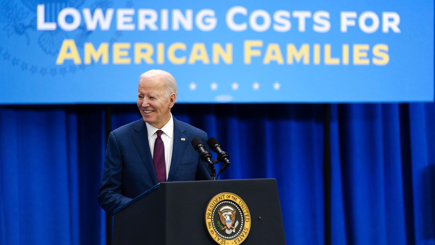 President Joe Biden speaks during an event about lowering costs for American families at the Granite State YMCA Allard Center of Goffstown on March 11 in Goffstown, New Hampshire.