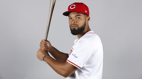 GOODYEAR, AZ - FEBRUARY 20: Rece Hinds #87 of the Cincinnati Reds poses for a photo during the Cincinnati Reds Photo Day at Goodyear Ballpark on Tuesday, February 20, 2024 in Goodyear, Arizona. (Photo by Chris Coduto/MLB Photos via Getty Images)
