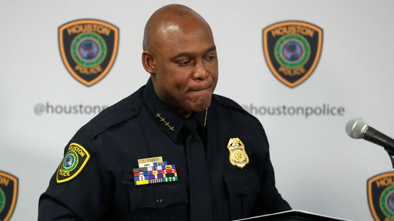 HOUSTON, TEXAS - MARCH 7: Houston Police Chief Troy Finner speaks to the media during a news conference, Thursday, March 7, 2024, at the police department's headquarters about the more than 264,000 cases, including more than 4,000 dealing with sexual assault, that were dropped over the past eight years due do a lack of personnel. (Karen Warren/Houston Chronicle via Getty Images)