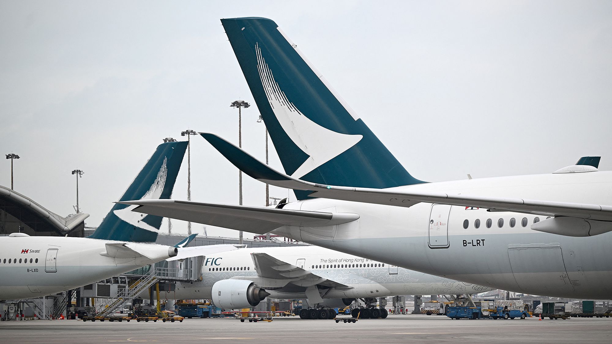 Cathay Pacific planes pictured at Hong Kong international airport