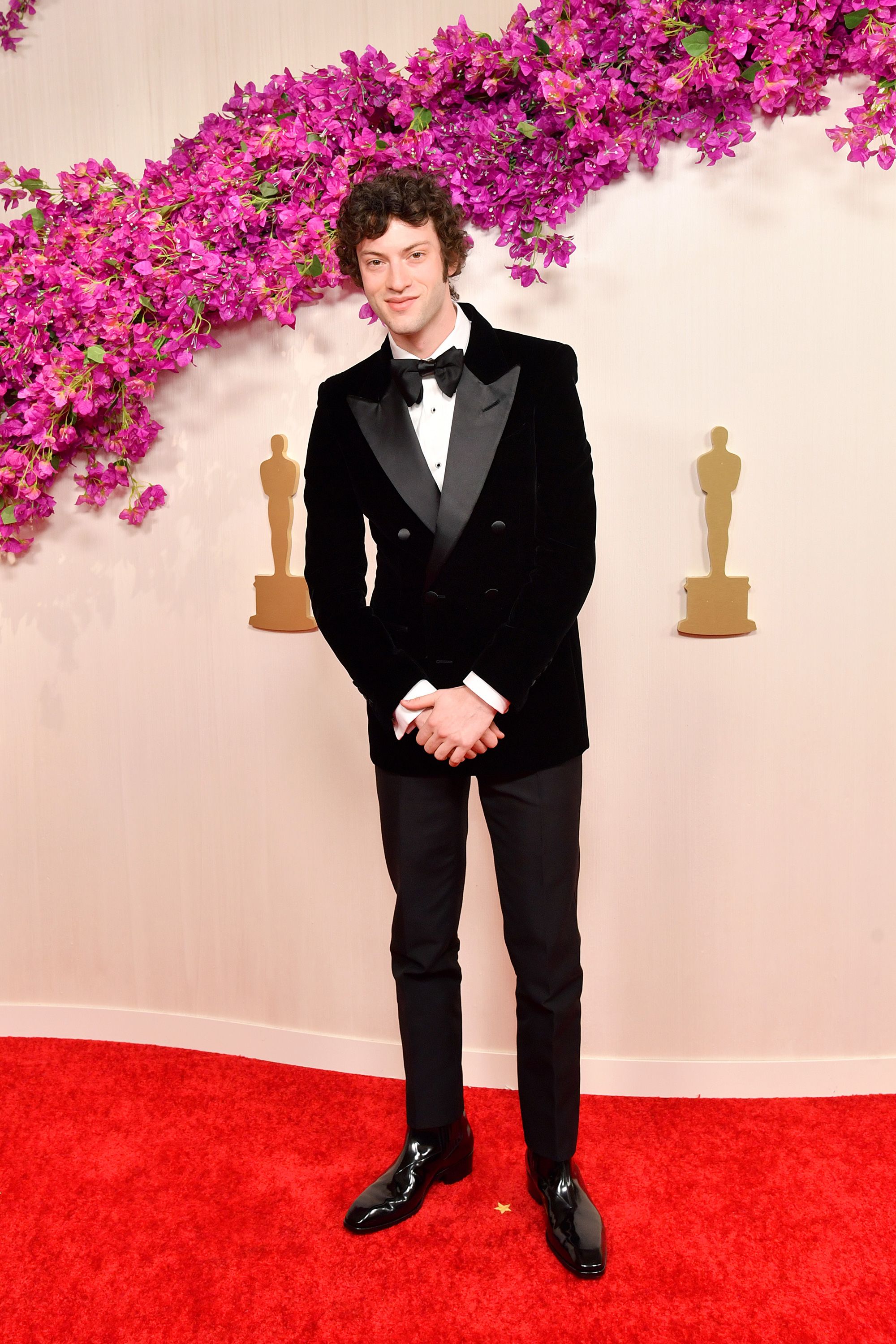 “The Holdovers” star Dominic Sessa wore a custom double-breasted Tom Ford suit topped with an oversized bowtie.