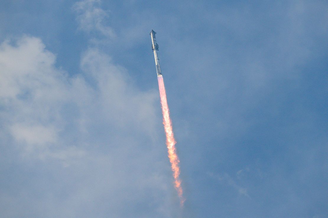 The SpaceX Starship spacecraft lifts off from the Starbase in Boca Chica, Texas, on Thursday.