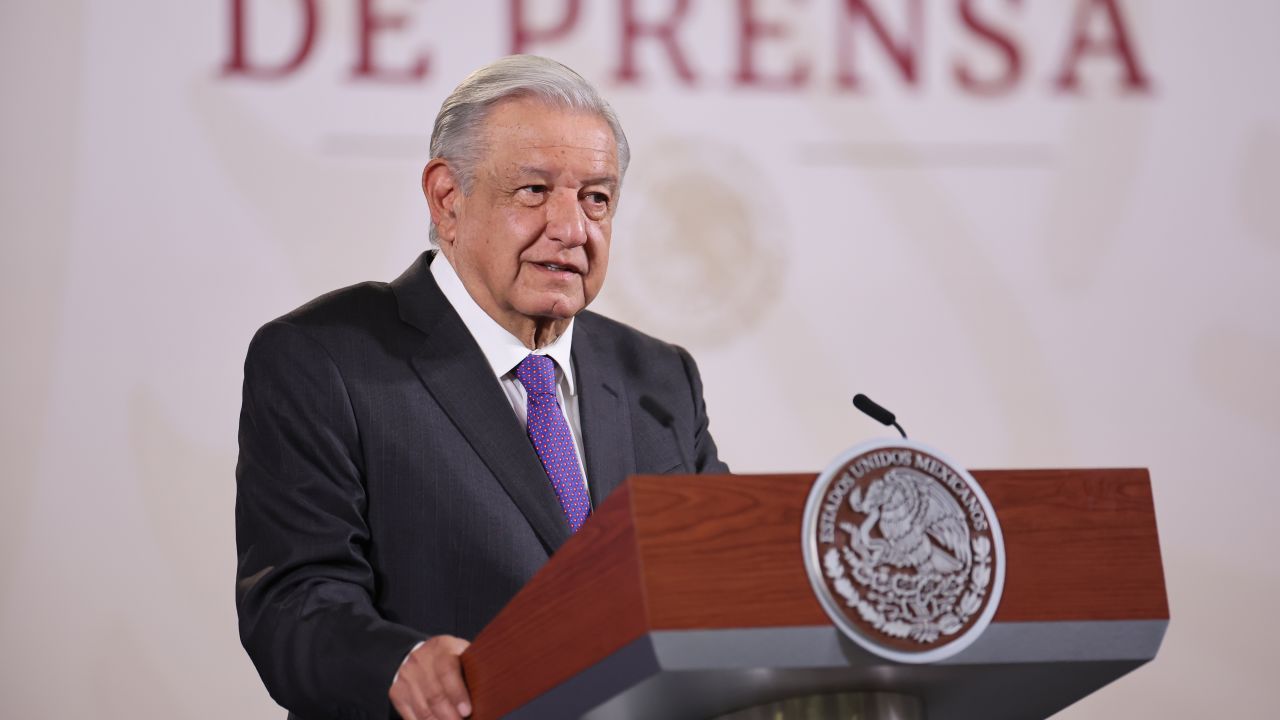 MEXICO CITY, MEXICO - MARCH 12: President of Mexico Andres Manuel Lopez Obrador speaks during the daily briefing at Palacio Nacional on March 12, 2024 in Mexico City, Mexico. (Photo by Hector Vivas/Getty Images)