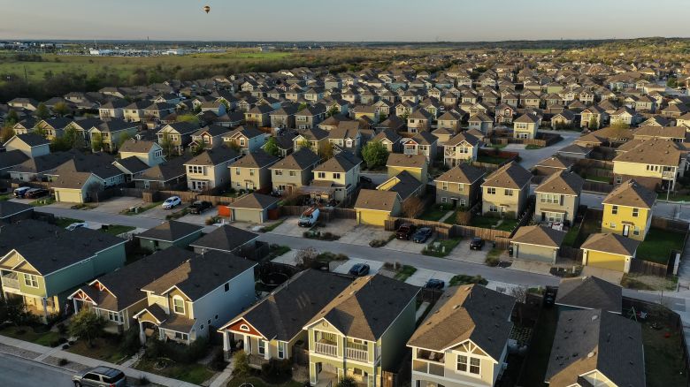 Single family homes in a residential neighborhood in San Marcos, Texas, US, on Tuesday, March 12, 2024.