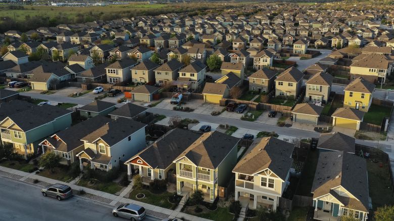 Single family homes in a residential neighborhood in San Marcos, Texas, US, on Tuesday, March 12, 2024. The National Association of Realtors is scheduled to release existing homes sales figures on March 21. Photographer: Jordan Vonderhaar/Bloomberg via Getty Images