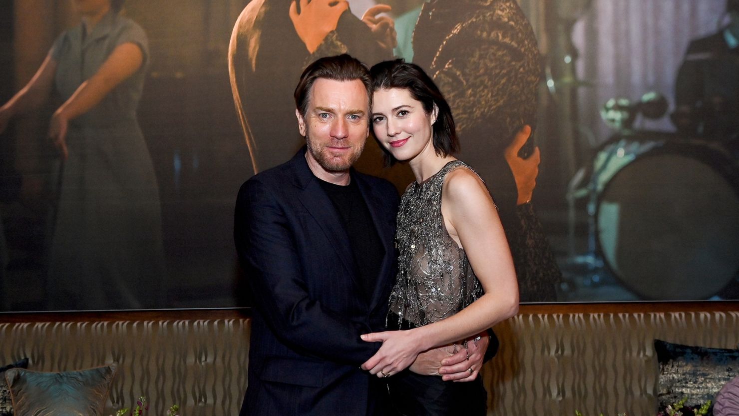 Ewan McGregor (left) and Mary Elizabeth Winstead (right) at the premiere event for "A Gentleman in Moscow" in New York City on March 12.