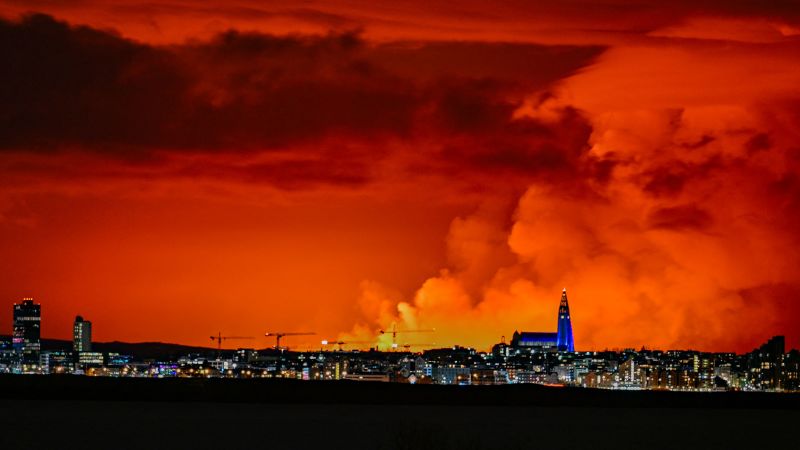 A volcano erupts in Iceland, leading to the evacuation of the Blue Lagoon