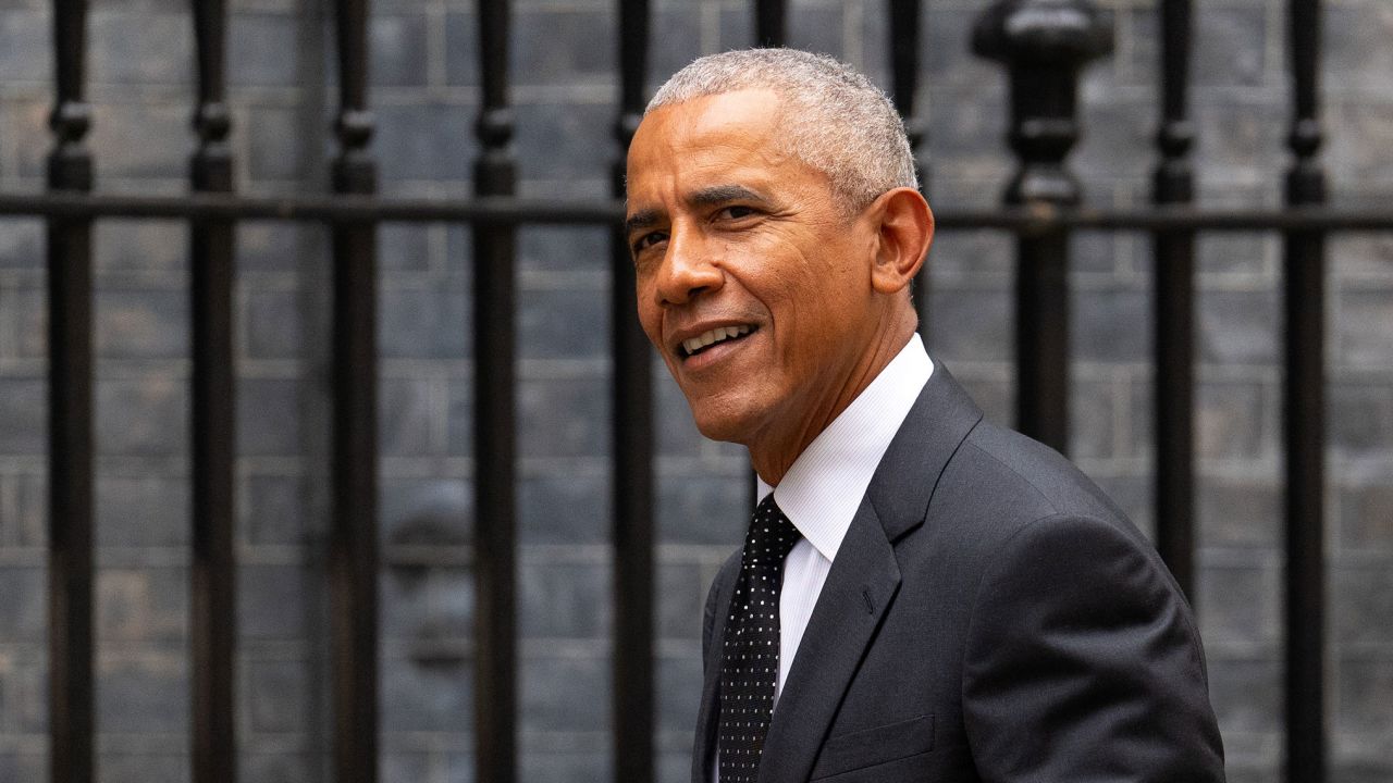 Former United States President Barack Obama arrives in Downing Street to meet UK Prime Minister, Rishi Sunak, on March 18, 2024, in London, England.