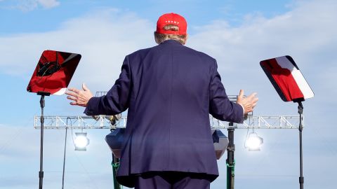 VANDALIA, OHIO - MARCH 16: Republican presidential candidate former President Donald Trump  speaks to supporters during a rally at the Dayton International Airport on March 16, 2024 in Vandalia, Ohio.  The rally was hosted by the Buckeye Values PAC. (Photo by Scott Olson/Getty Images)