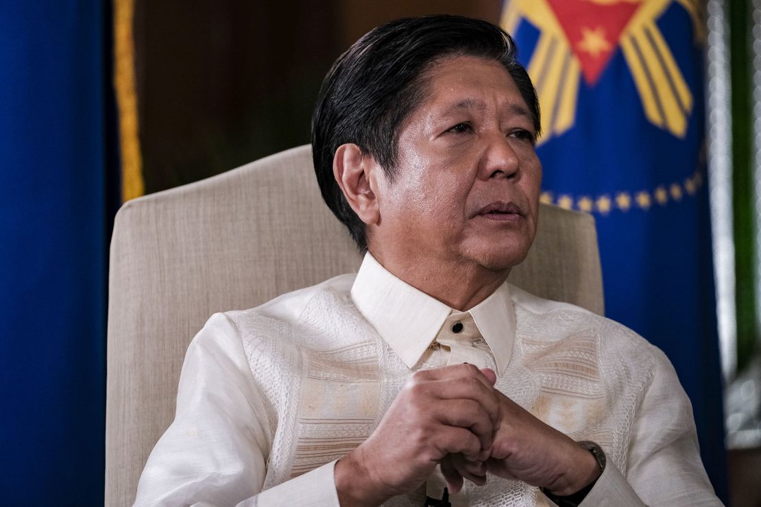 Philippine President Ferdinand Marcos Jr. speaks during an interview in Manila on March 19, 2024.