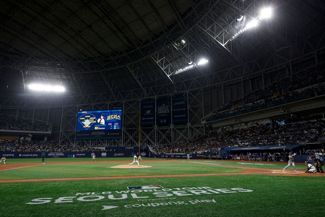 A general view of the Gocheok Sky Dome during the 2024 Seoul Series game between the Dodgers and the Padres on March 20.
