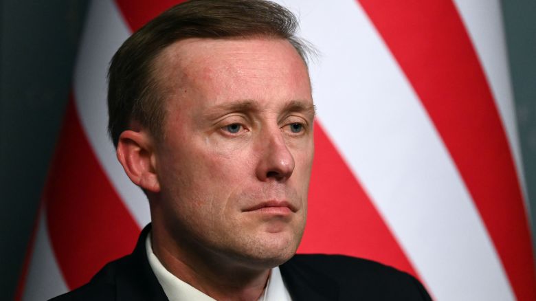 US national security adviser Jake Sullivan attends a news briefing in Kyiv, Ukraine, on March 20, 2024.