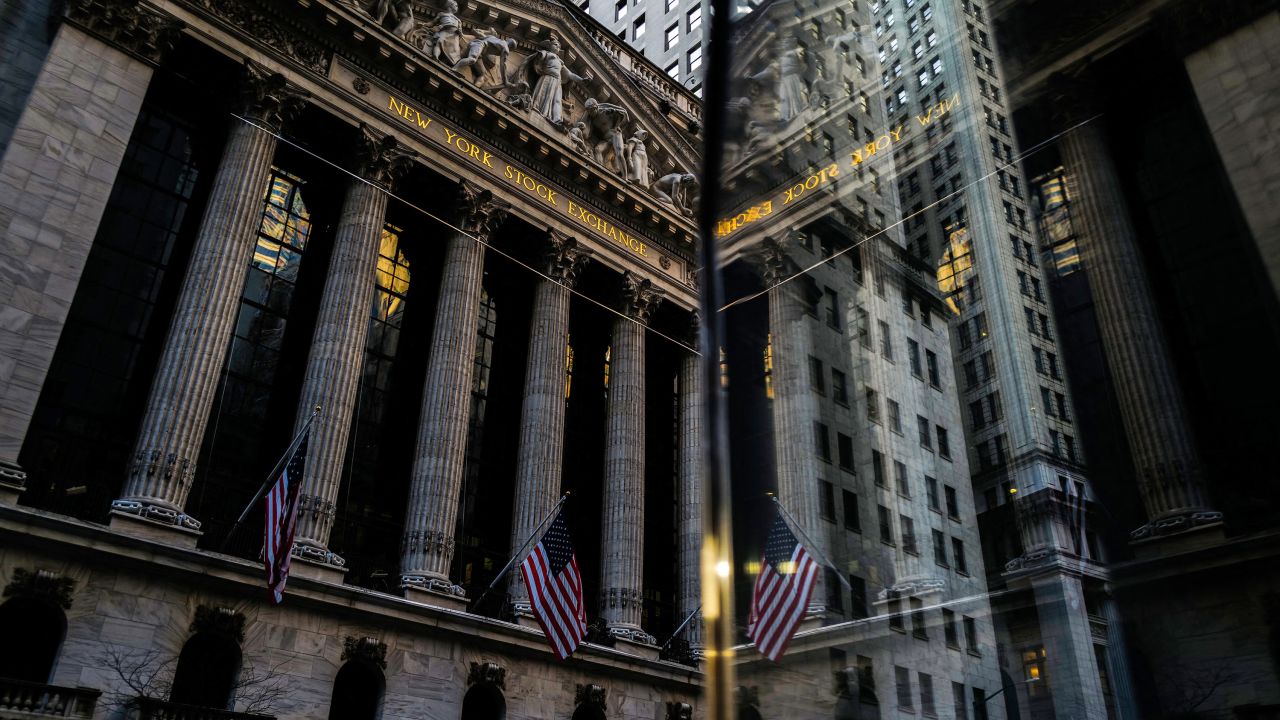 This photograph shows an exterior view of the New York Stock Exchange (NYSE) at Wall Street in the Manhattan borough of New York on March 20, 2024. (Photo by Charly TRIBALLEAU / AFP) (Photo by CHARLY TRIBALLEAU/AFP via Getty Images)