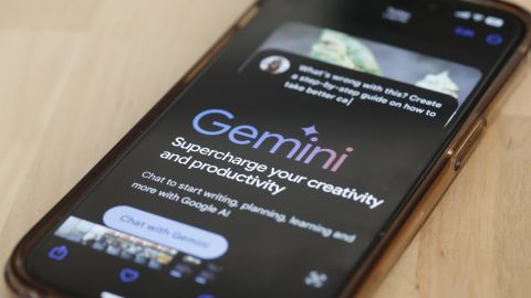NEW YORK, NEW YORK - MARCH 18: In this photo illustration, Gemini Ai is seen on a phone on March 18, 2024 in New York City. Apple announced that they're exploring a partnership with Google to license the Gemini AI-powered features on iPhones with iOS updates later this year. Google already has a deal in place with Apple to be the preferred search engine provider on iPhones for the Safari browser. (Photo Illustration by Michael M. Santiago/Getty Images)