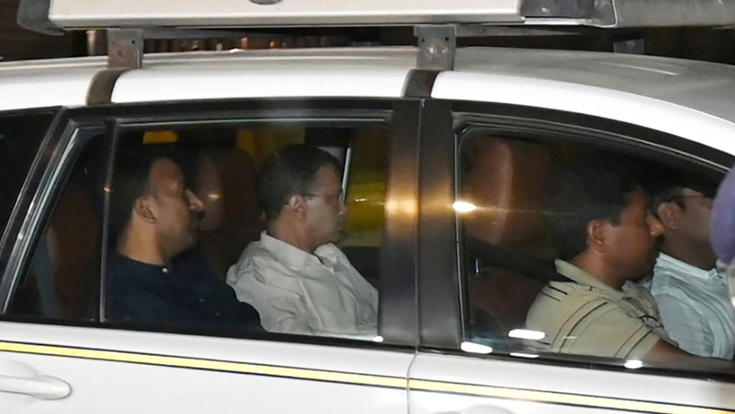 Delhi Chief Minister Arvind Kejriwal is arrested by the Enforcement Directorate following a raid on March 21, 2024, in New Delhi, India.