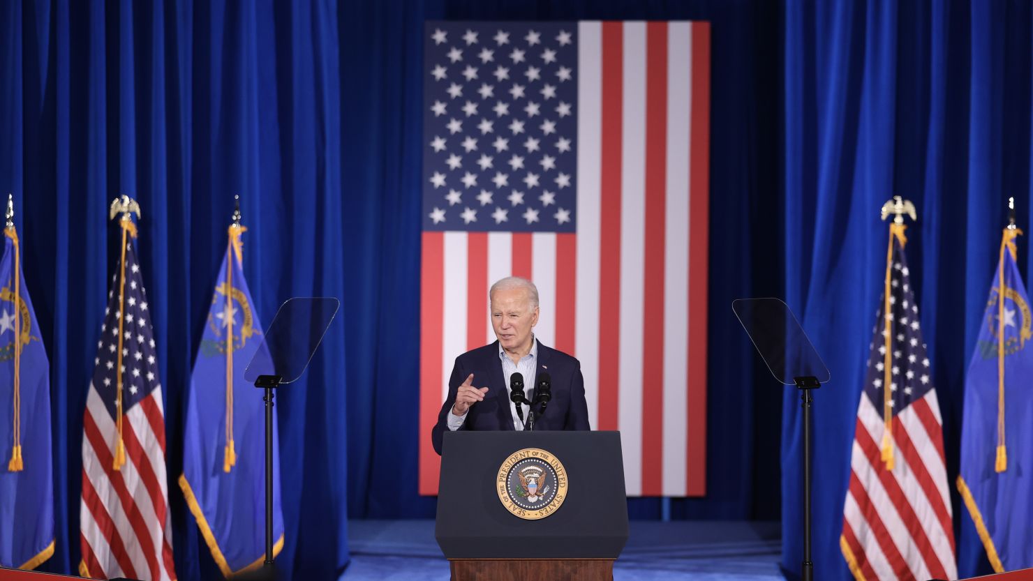 President Joe Biden speaks in Las Vegas on March 19, 2024.
