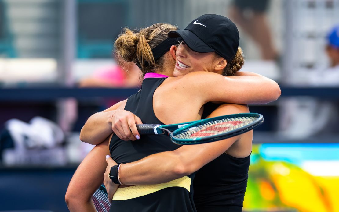 Paula Badosa and Aryna Sabalenka embraced at the net afterwards.