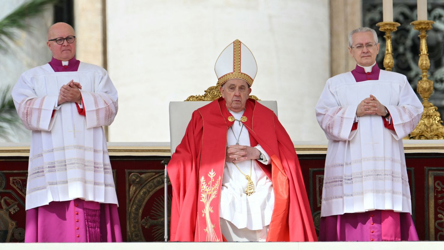Pope Francis presides over the Palm Sunday mass at St Peter's square in the Vatican.