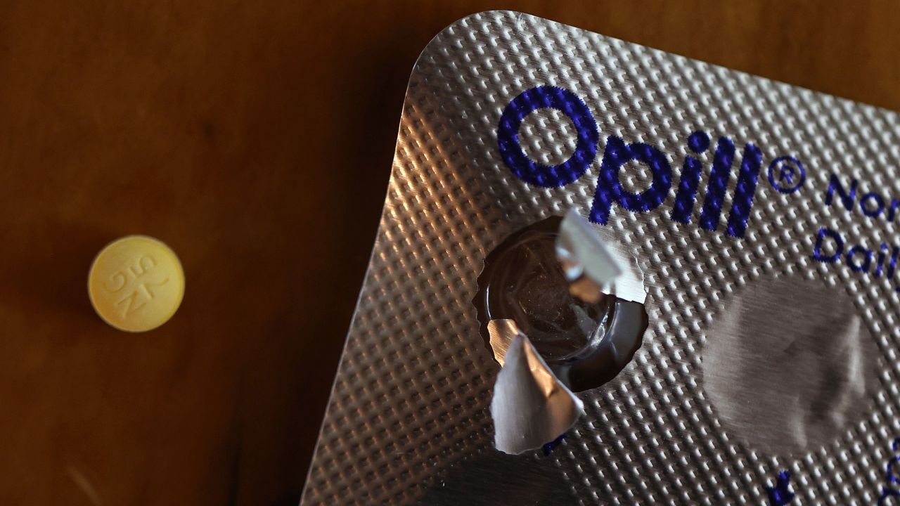 SAN ANSELMO, CALIFORNIA - MARCH 22: In this photo illustration, a package of Opill is displayed on March 22, 2024 in San Anselmo, California. Online sales of Opill, the first daily birth control approved for sale without a prescription in the U.S., began earlier this week and will soon be available for over-the-counter purchases at major pharmacy retailers. (Photo Illustration by Justin Sullivan/Getty Images)