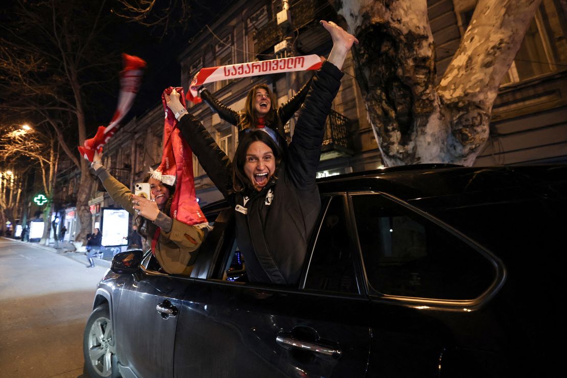 The celebrations continued into the streets of Tbilisi on Tuesday night.