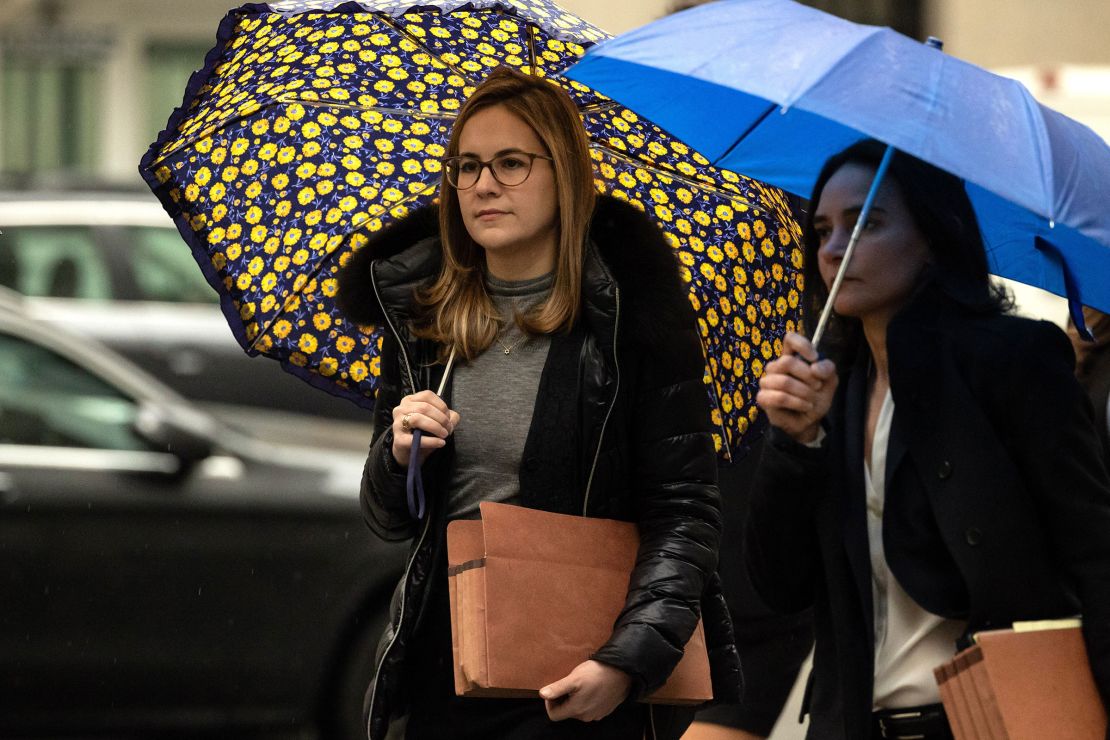 Danielle Sassoon, left, arrives at court, during the trial of FTX co-founder Sam Bankman-Fried, in New York on March 28, 2024.